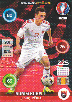 Burim Kukeli Albania Panini UEFA EURO 2016 Key Player#342